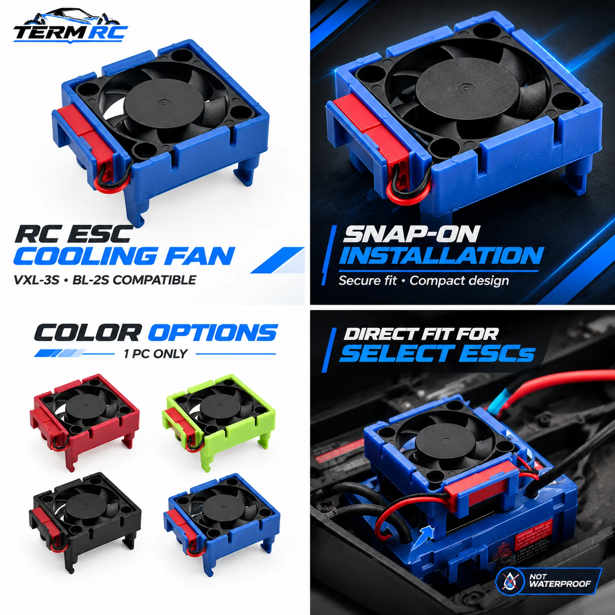 1Pc VXL-3S ESC Cooling Fan Heat Sink 3340 for Traxxas Slash Rustler Stampede 2WD 4X4