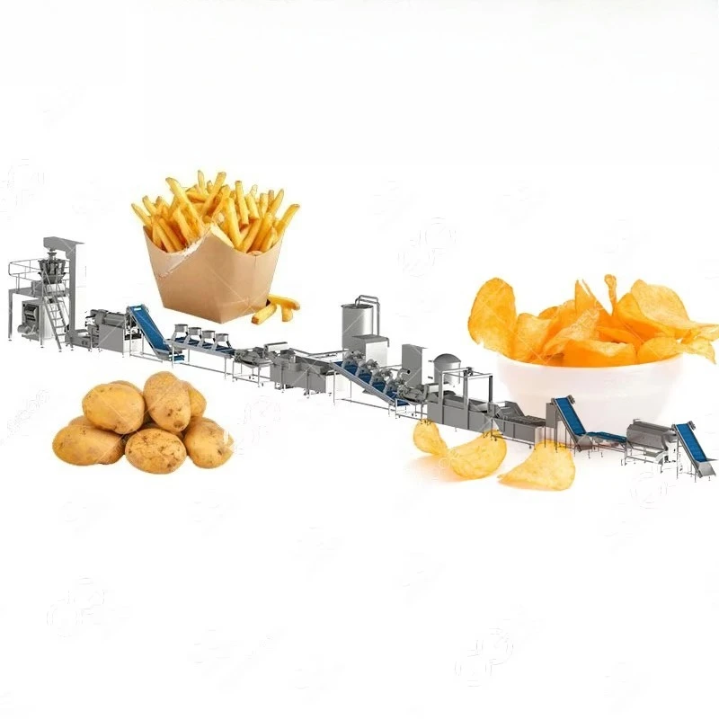 500 Kg Fully Integrated Sweet Potato French Fries Continuous Frying Line Wavy Plantain Potato Chips Making Machines Industrial