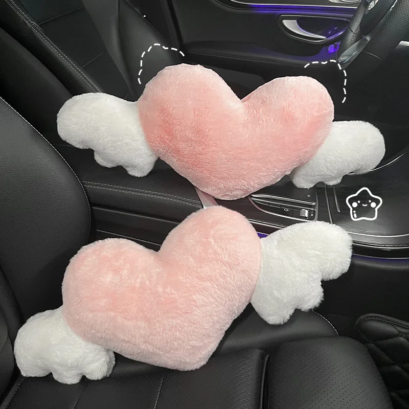 

Cartoon New Heart Wings Ins Fashion Four Seasons Universal Plush Lumbar Support Car Waist Neckpillow Car Interior Ornaments