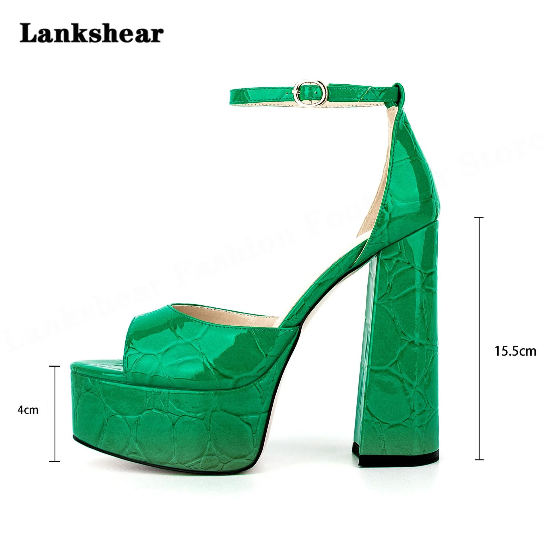 

Woman's Marble Texture Buckle Strap Green Purple Sandals 2022 Fashion Square Toe Heels Women Luxury Party Prom Pumps Summer