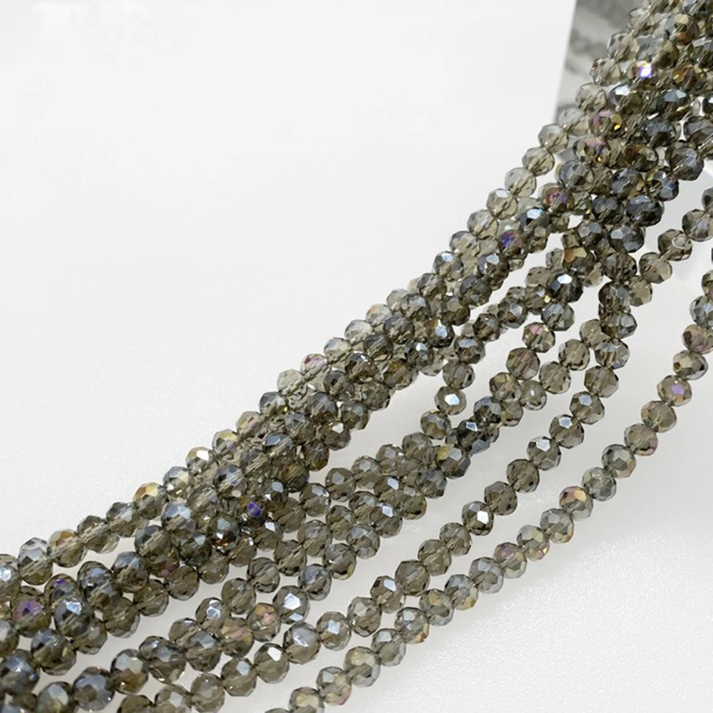 3 4 6 8mm 5Strands Glass Faceted Bead Crystal Gray Strand Beadwork Spacer Beads for Jewelry Making Accessorie DIY QMB29