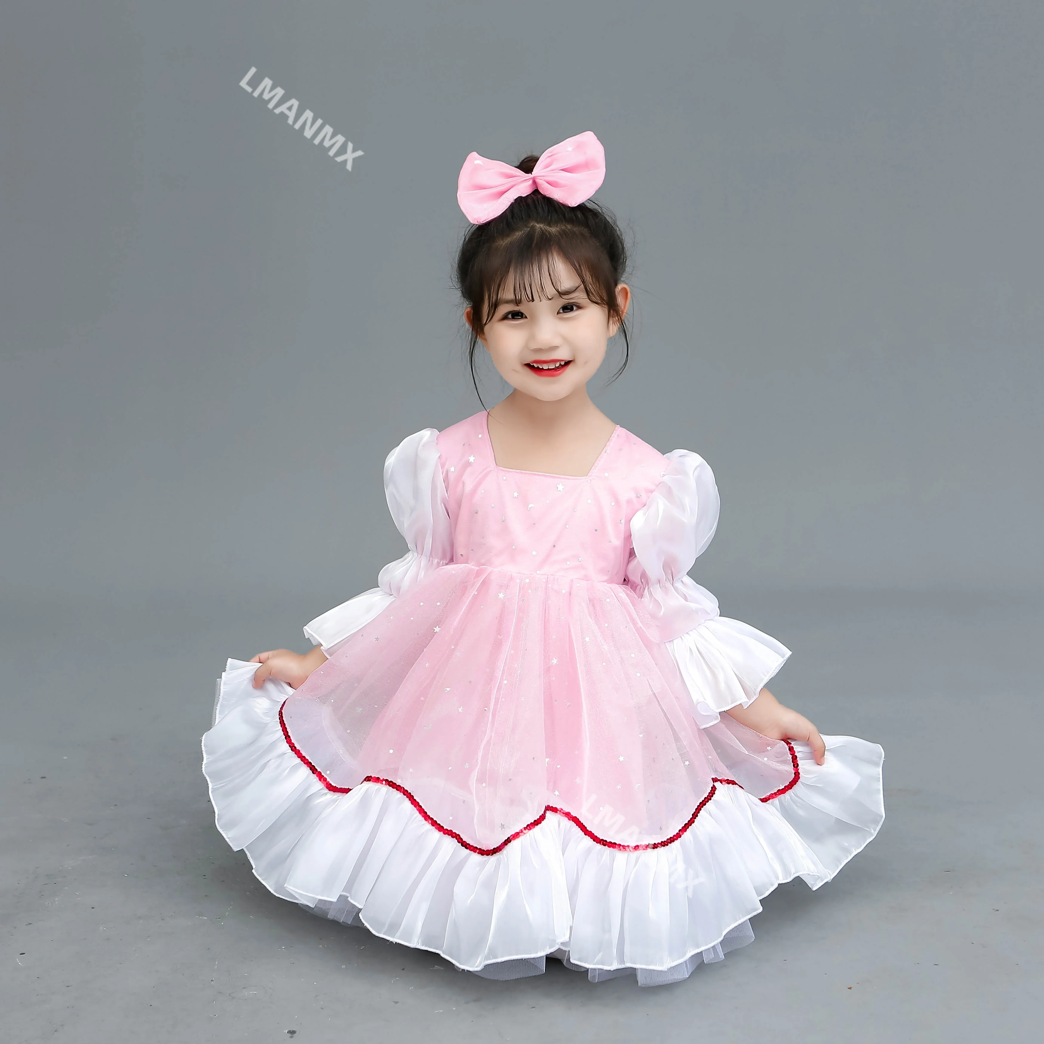 زي أداء للأطفال، تنورة منفوشة للفتيات، زي رقص رياض الأطفال، تنورة الأميرة الوردية اللطيفة، تنورة شاش #4