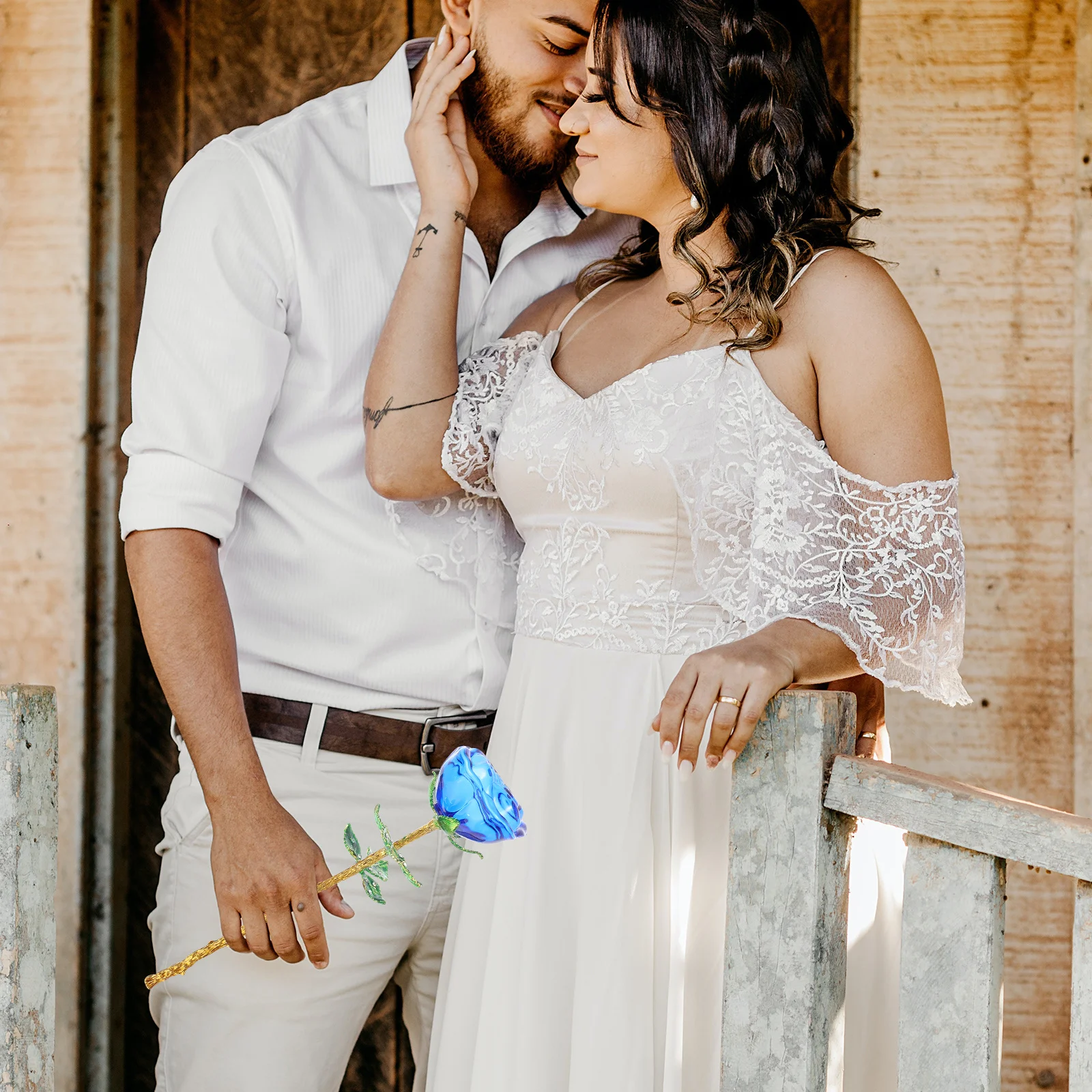 

Artificial Glass Rose Bouquet Simulation Natural Color Transition Texture Decorative Home Office Window Scene Adorn