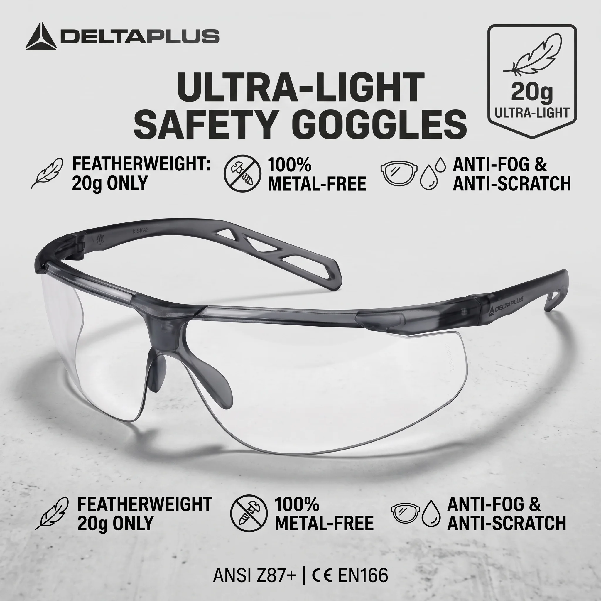 Delta KISKA2 Safety Glasses ANSI Z87.1 Clear Goggles Construction Work Glasses Protection Industrial PPE Lentes De Seguridad