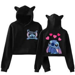 Lustige Hoodies Stich Disney Hoodie Ernte Top Frauen Sweatshirt Kinder Jungen Mädchen Harajuku Streetwear Kleidung abgeschnitten