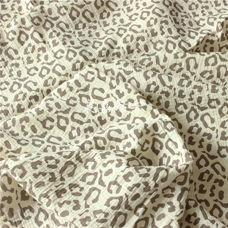 135x50cm Double-Layer Gauze Leopard Cotton Crepe Home Wear Pajamas Fabric