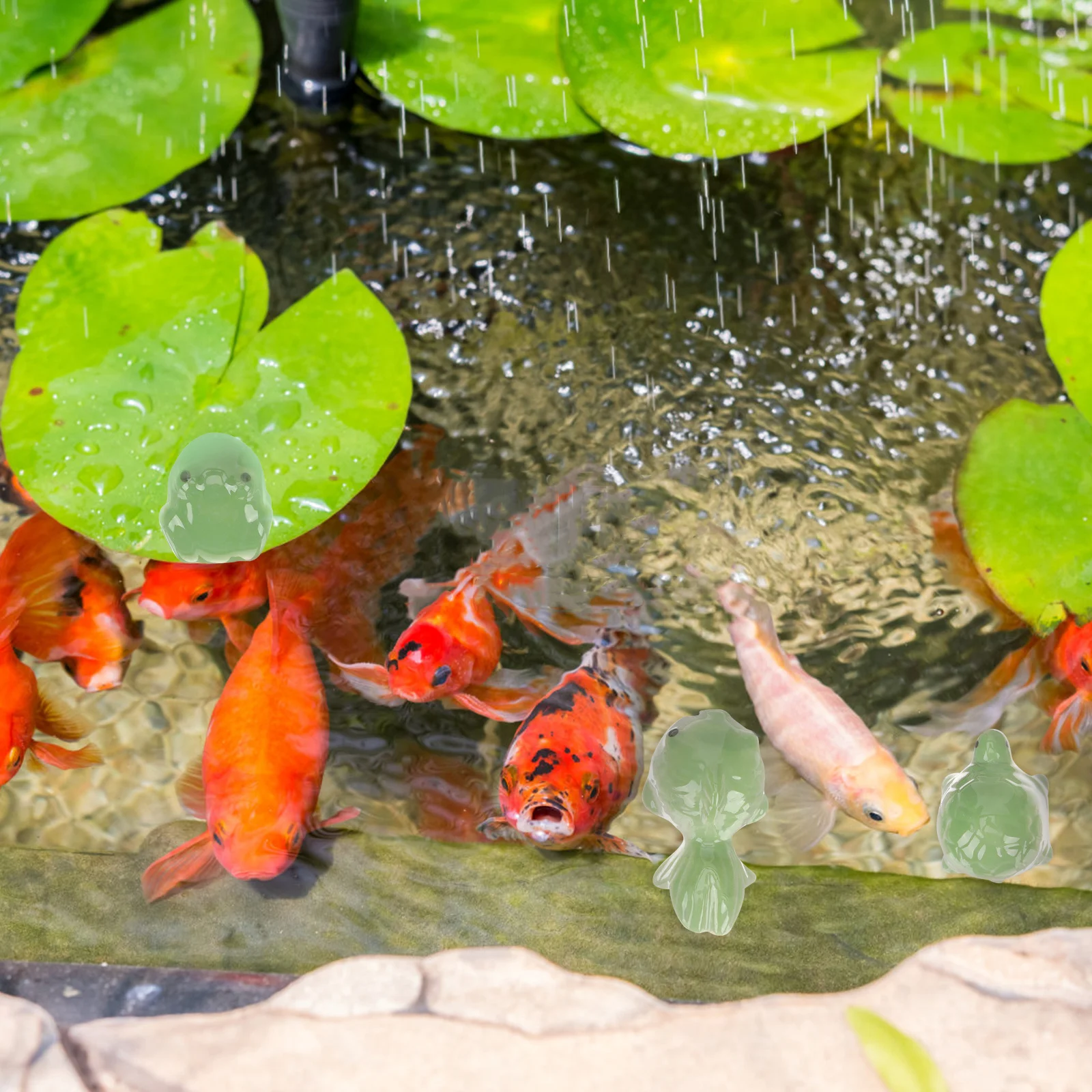 

3 Pcs Fish Tank Statue Frogs Figurines Ornament Floating Aquarium Decor Decoration Ceramic Turtle Ornaments
