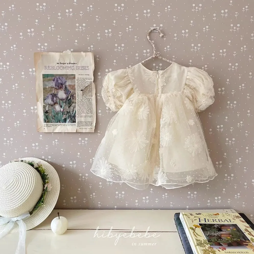 

First Baptism Birthday 1 2 3 Year Child Romantic Infant Clothes Baby Girl Summer Spring Dress Mesh Lace Princess Lovely