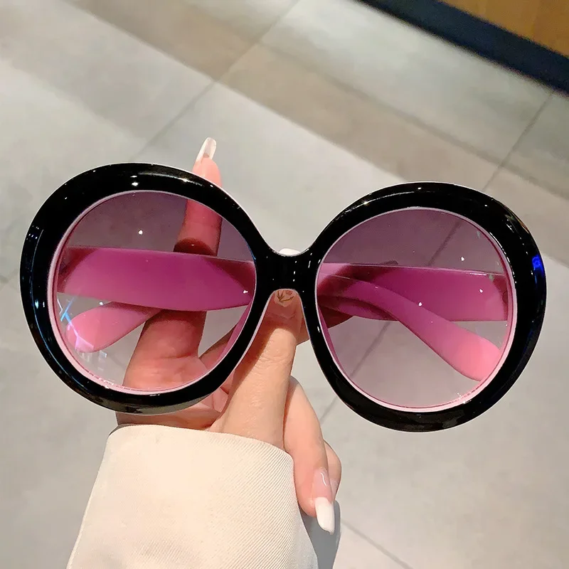 

Oversized Round Big Frame Sunglasses Women Men Luxury Designer Glasses Vintage Punk Popular Eyeglasses Pink Shades