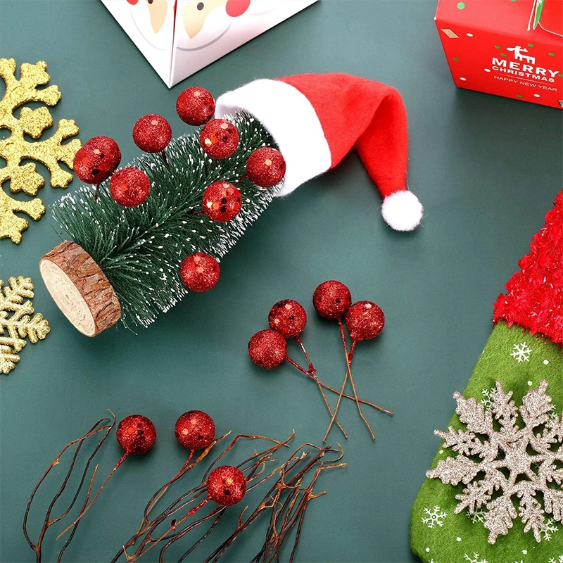 50/100/200 Stück Künstliche Beeren Weihnachtsdekoration Christbaumschmuck für Heimdekoration Noel Navidad Neujahr 2026 Ornament – Detail 6