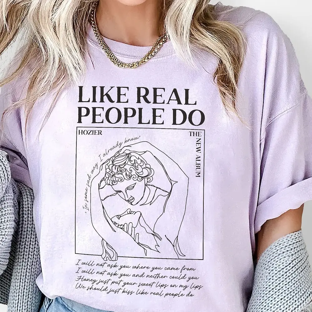 Hozier, как реальные люди, делают футболку, Линия искусства, рок-тур, 2023 светильник, Академия, потоотделение от Eden Hozier, как реальные люди, делают футболку, Линия искусства, рок-тур, 2023 светильник, Академия, потоотделение от Eden