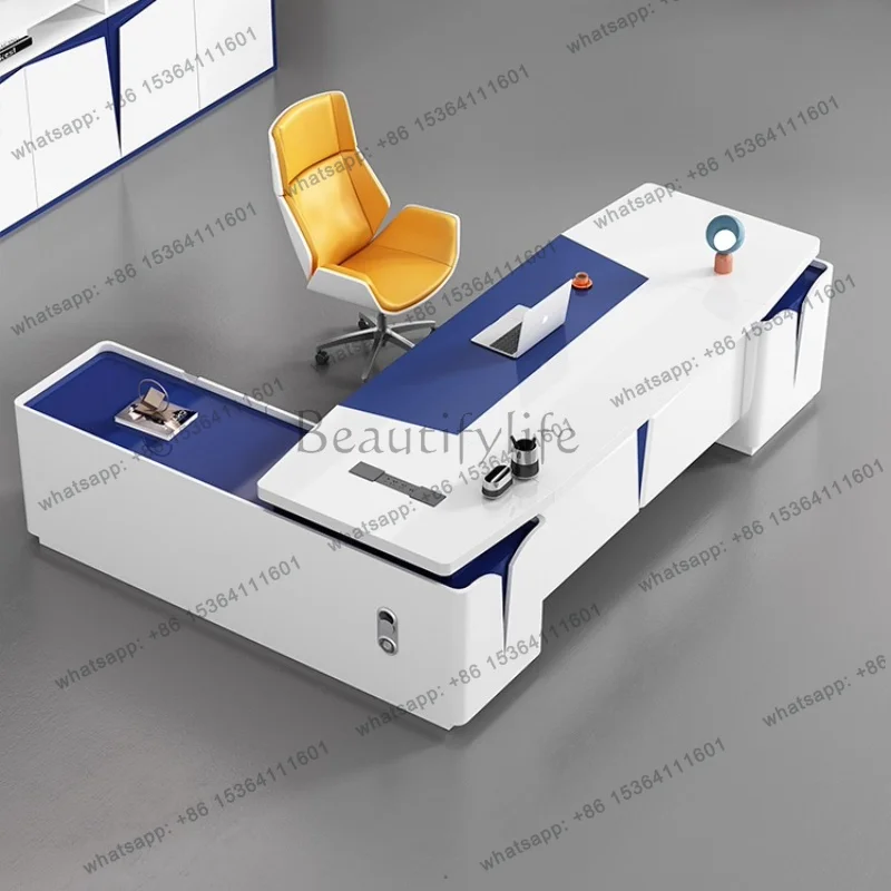 LJY Luxury  Nordic L Shape boss desk female president Office Desks With Drawers Home Office Writing Desk Modern Computer Desks G