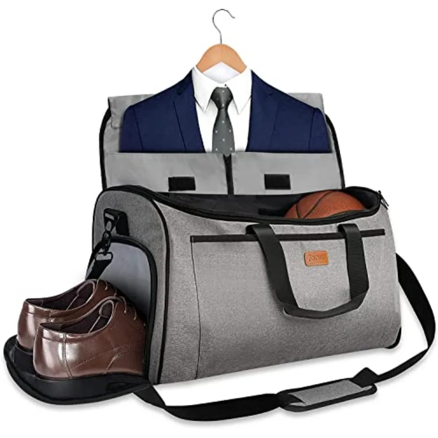 Garment Bags for Travel 60L Waterproof 2-in-1 Hanging Duffle Bag for Men Women with SBS Zipper and Shoes Compartment