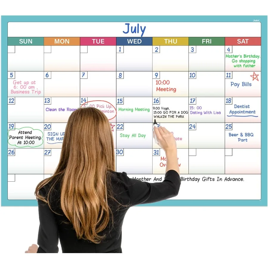 Dry Erase Calendar for Wall Undated 1 Month Wall Calendar Dry Erase 40" x 28" Erasable and Reusable Lamited White Board Calenda