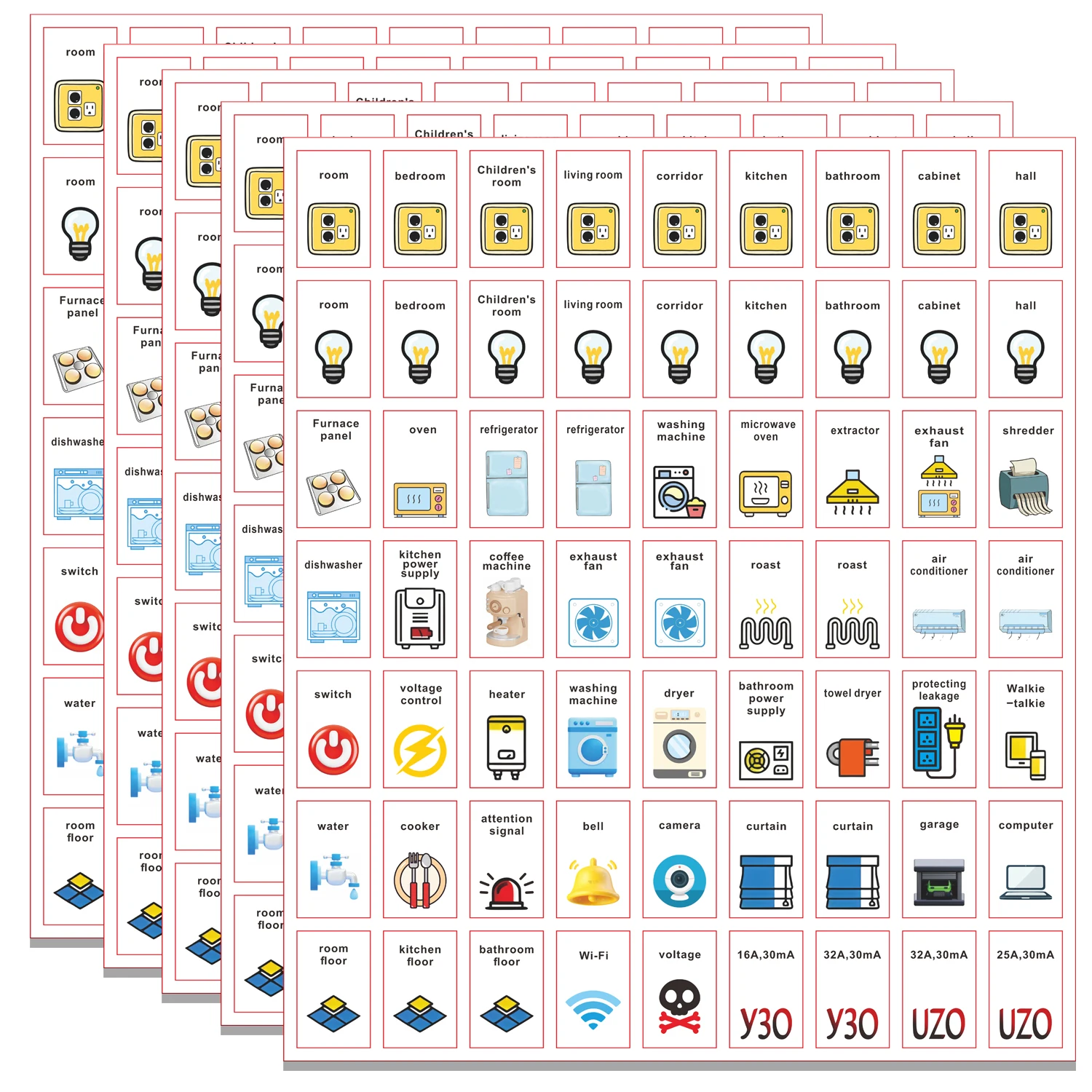 Label Stickers for Electric Meter Boards, Switch Label Sticker Set, Electrical Panel Label Stickers,Panel Labels Stickers