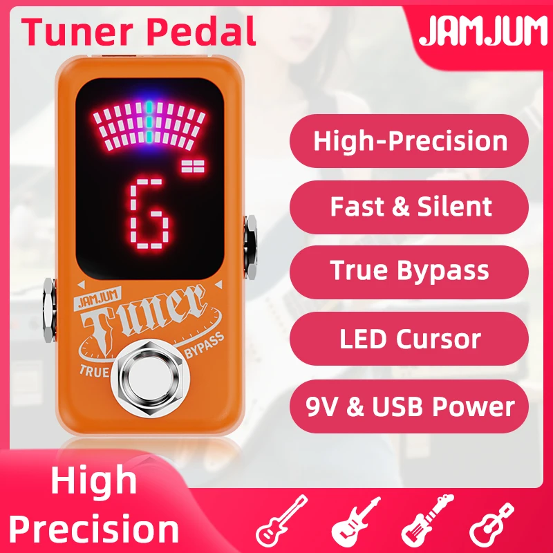 

JAMJUM Tuner Mini Chromatic Tuner Pedal LED Display True Bypass 9V Dc High-Accuracy Tuner For Guitar/Bass