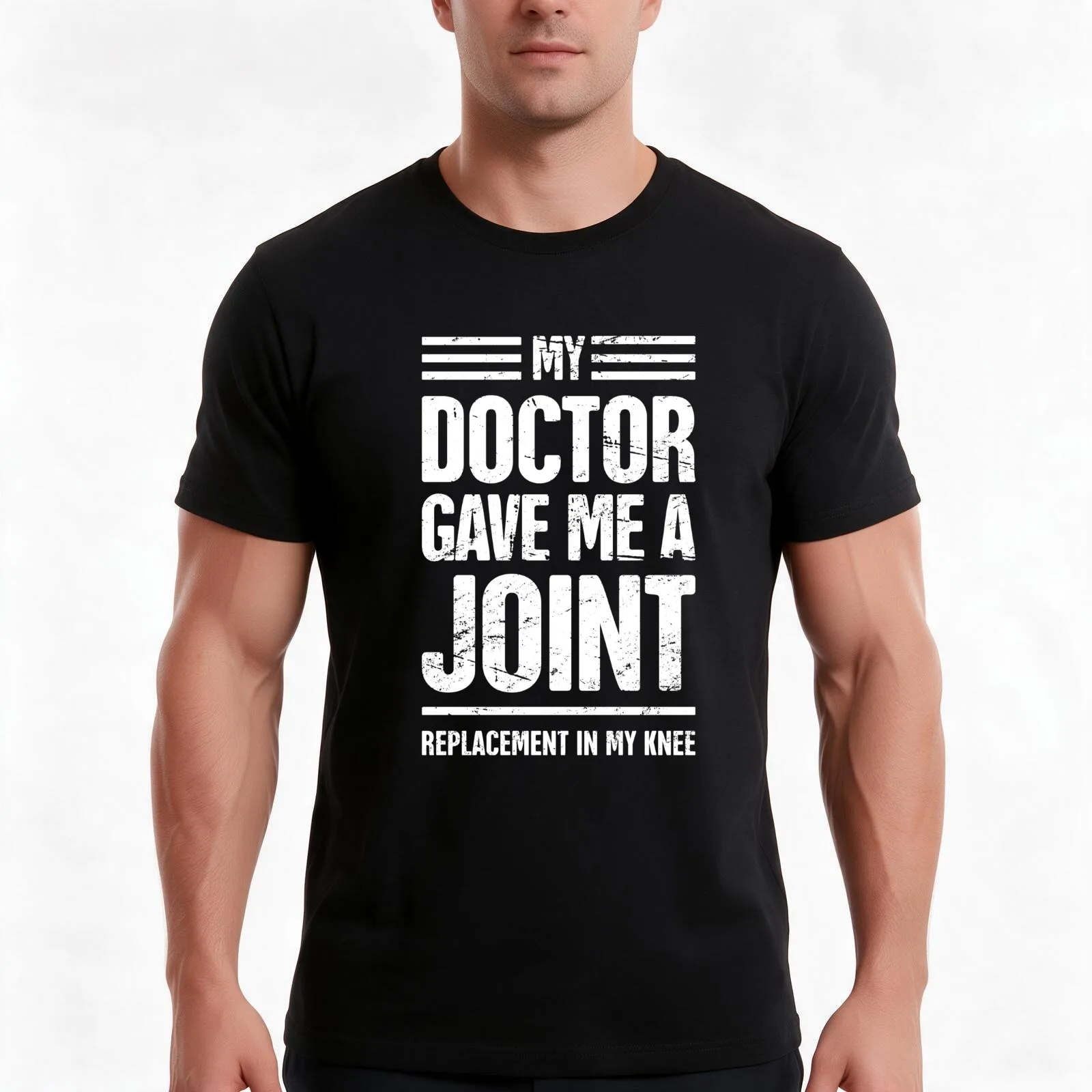 Funny Joint Replacement Knee Surgery T-Shirt, Summer Casual Cotton Tee, Oversized Streetwear Tops, Vintage Graphic Print