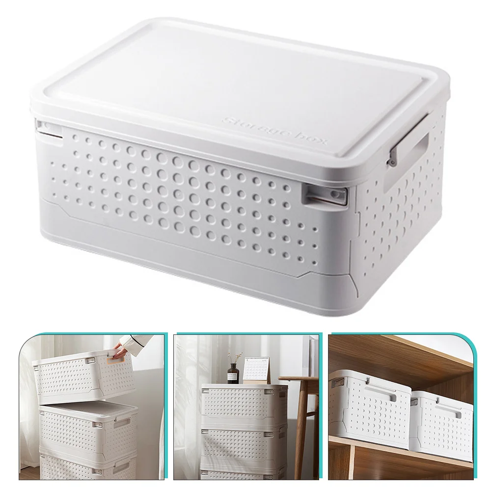 

Storage Box Clothing Holder Sundry Organizer Sundries Case Dormitory Container Plastic Clothes Bin with Lids Foldable Bins