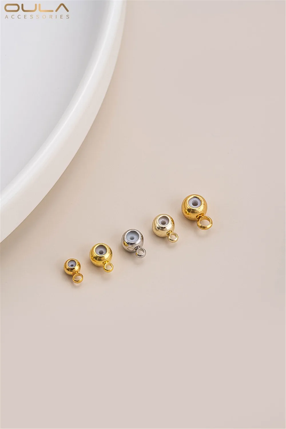 18K Gold-plated 14K Light Gold Lifting Ring Silicone Positioning Beads Adjusting Beads Diy Jewelry Accessories Chain Spacer Bead