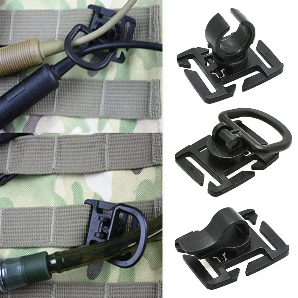 Rotatable Drinking Tube Clip Molle Hydration Bladder Drinking Straw Tube Trap Hose Webbing Clip for Camelbak-Water Pack Bag