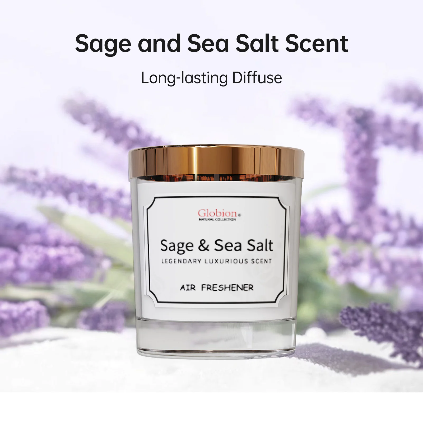 Scented Candle Sage and Sea Salt Aromatherapy Candle Glass Jar + Lid 7oz for Home 45 Hours Burn Time Gift for Women & Men