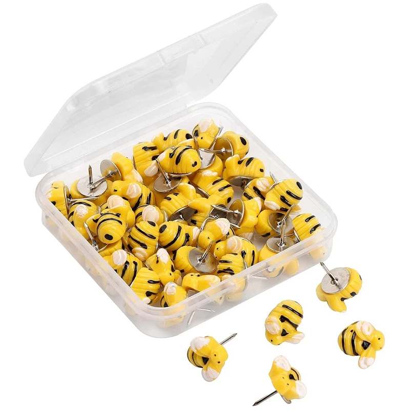 

30Pcs Bee Push Pins Bee Shaped Craft Embellishment Decorative Thumbtacks For Cork Board Office Or Home Decoration