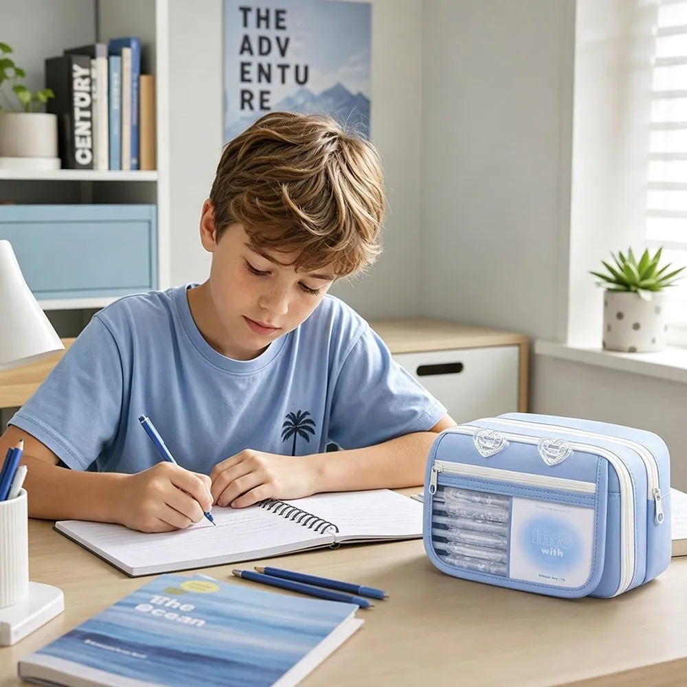 Multi-layer Large Capacity New Pencil Case Pencil Pouch Lightweight With Compartment Stationery Case For Students