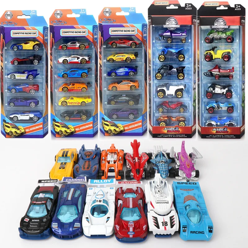 Children's alloy car model set of 6 pieces version 1:64 sliding car model combination set toy decoration ideal gift for children