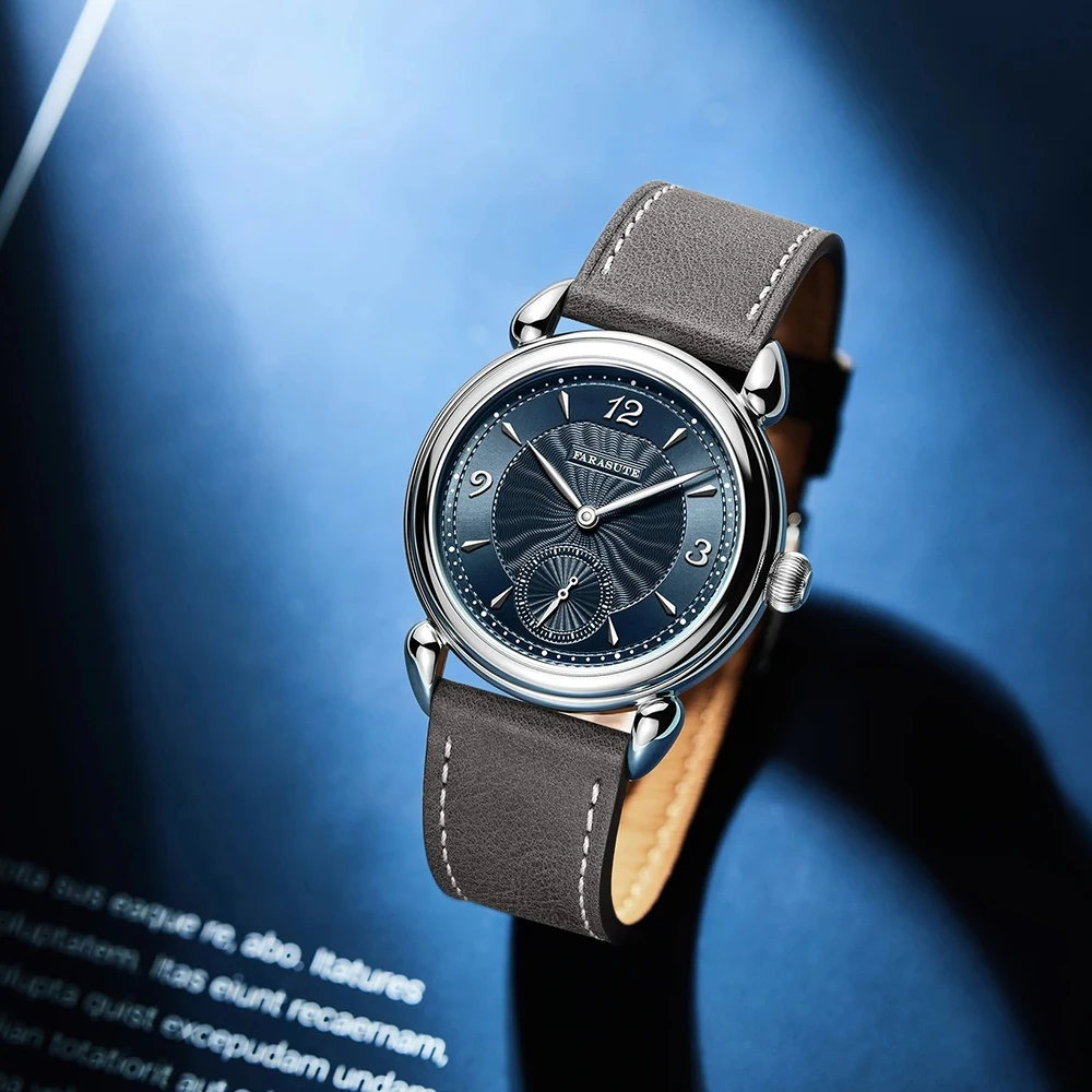FARASUTE Men Vintage Watch 37mm Manual Winding Mechanical Wristwatch Ultrathin Sapphire Mirror Sunray Dial SW261 Movement
