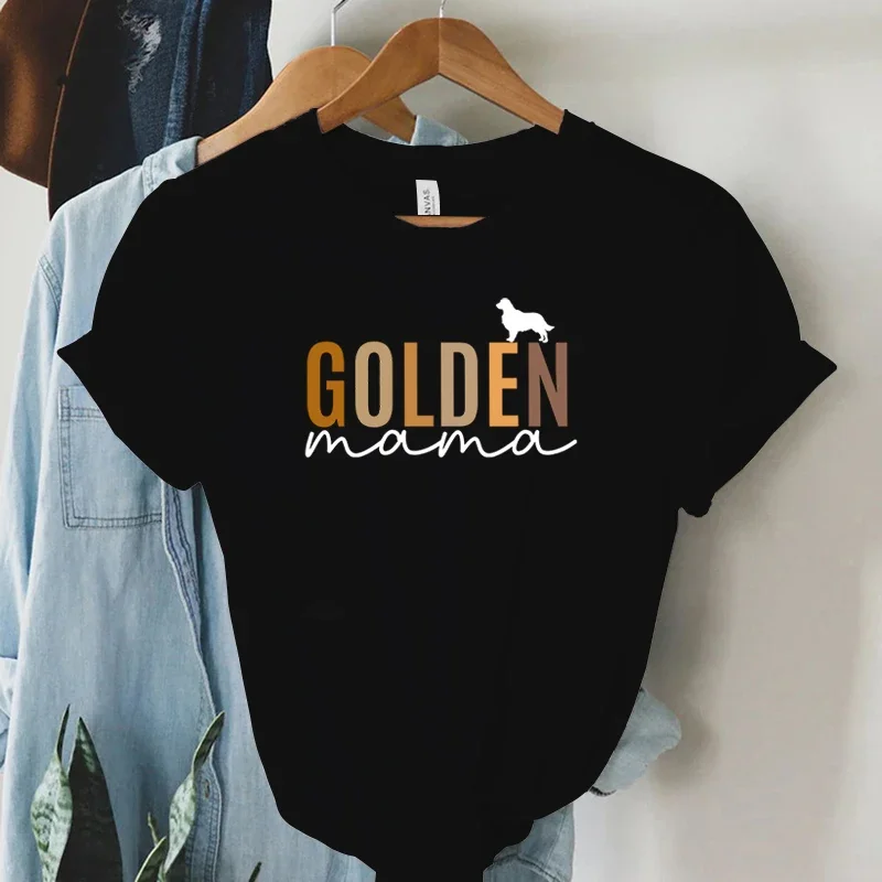 Golden Mama Shirt Women\'s Clothing Golden Retriever T-shirt Female Gift Dog Lover Graphic T Shirts Women Short Sleeve Dog Shirt