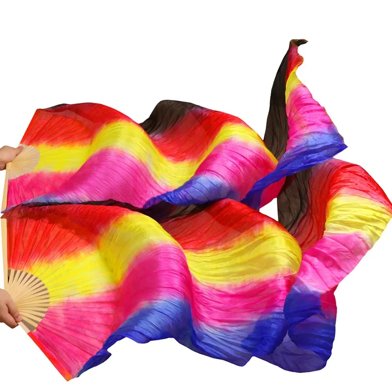 100% vera seta/imitazione seta ventaglio di danza del ventre velo di danza del ventre 1 paio ventaglio di danza di seta tinta a mano veli di ventagli di seta di alta qualità