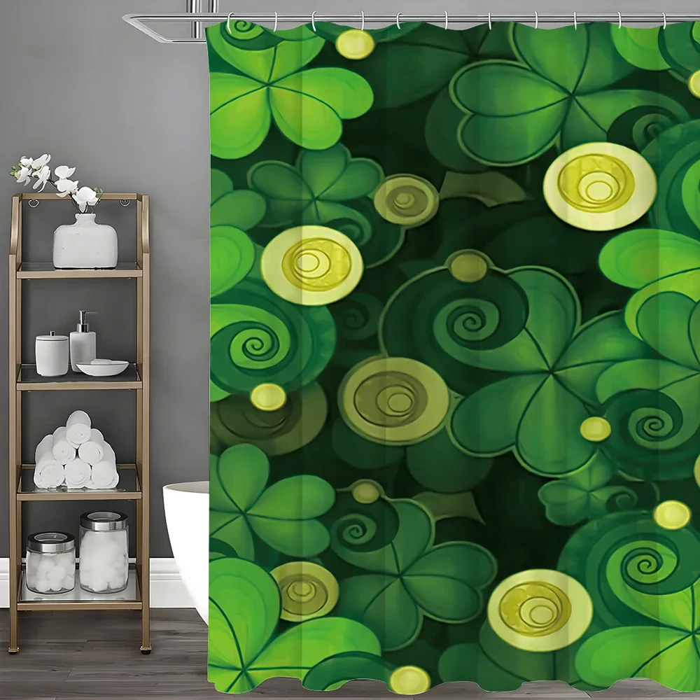 

Занавеска для душа с золотыми монетами на день Святого Патрика, декоративная занавеска для душа в ванной комнате, водонепроницаемая занавеска для душа с крючками