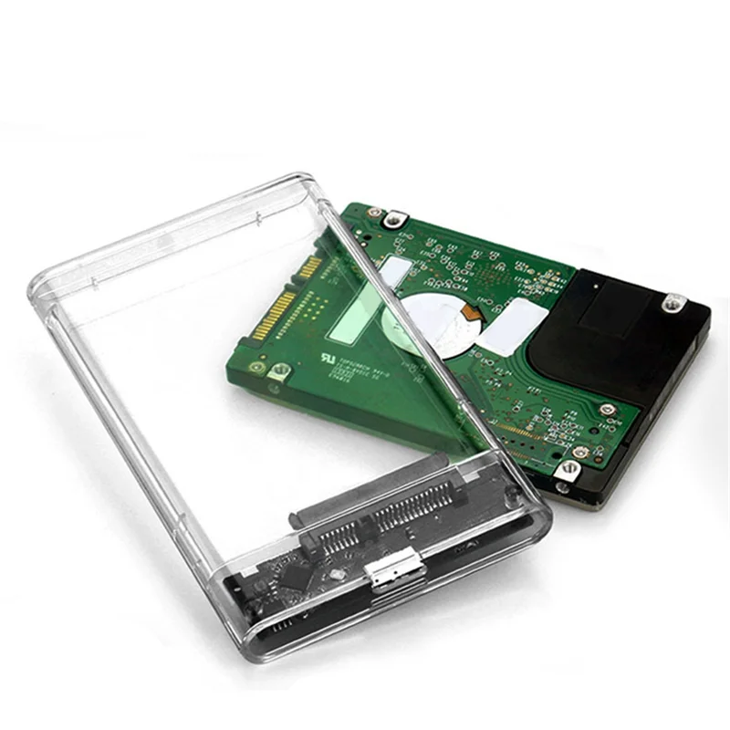 BABQ Transparent White HDD Case for Hard Box 2.5 Inch HDD Enclosure SATA to USB 3.0 Type-C 3.1 External Hard Drive Case