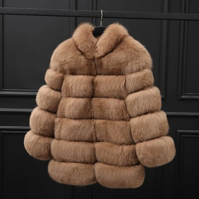 เสื้อโค้ทขนเฟอร์เทียมทรงสลิม คอตั้ง ความยาวปานกลาง สำหรับผู้หญิง คอลเลคชั่นฤดูใบไม้ร่วง-ฤดูหนาว ปี 2023