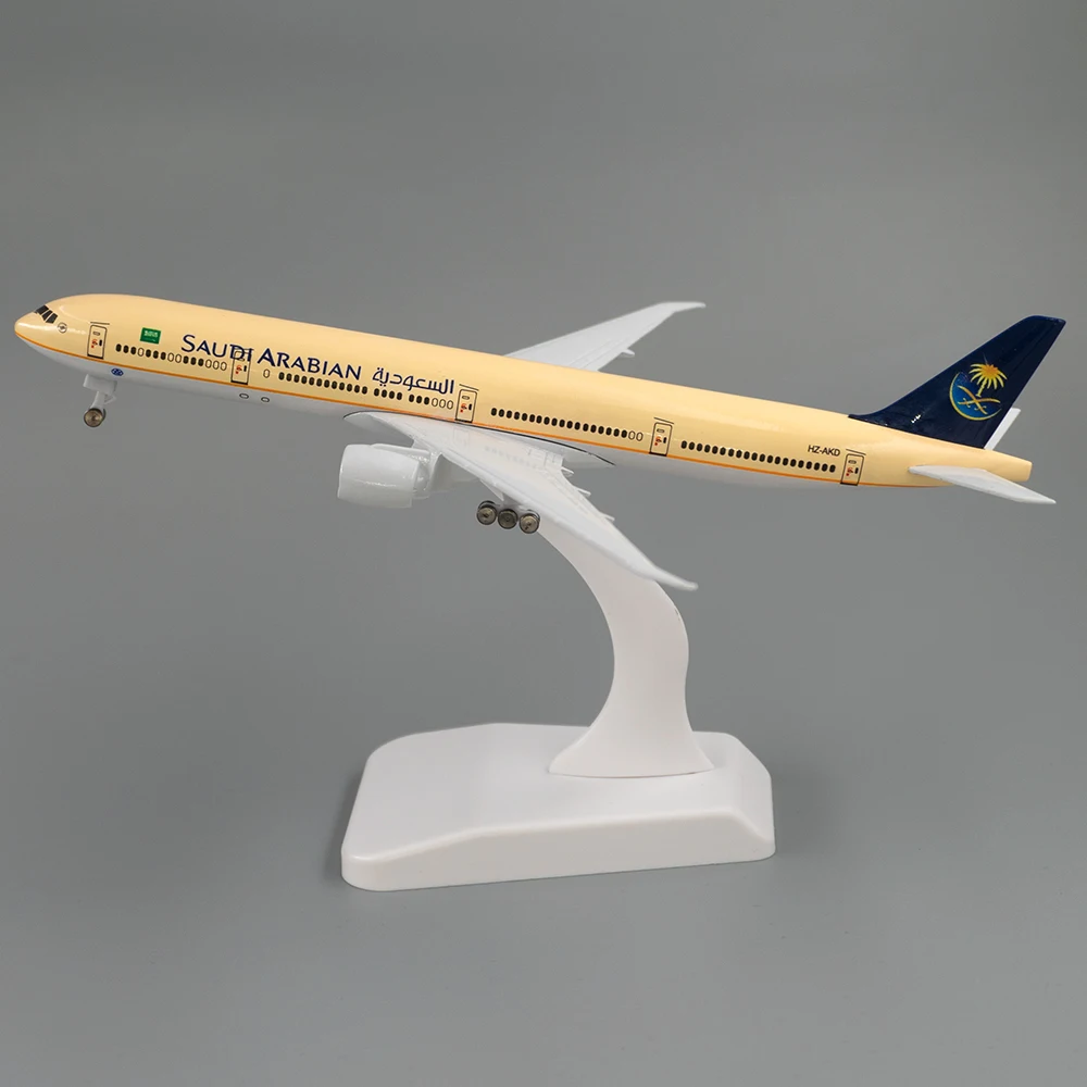 19cm Aircraft Boeing 777 Saudi Arabian Airlines Alloy Plane B777 with Wheel Model Toys Children Kids Gift for Collection