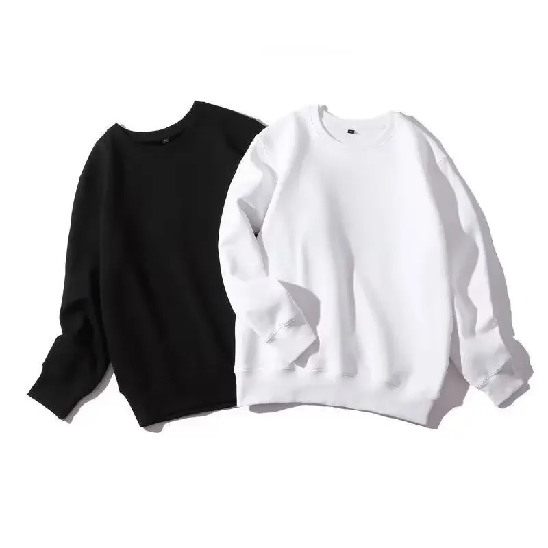 Primavera otoño hombres manga larga Casual holgado cuello redondo Color sólido versátil Top estilo de Hong Kong sudadera versión coreana