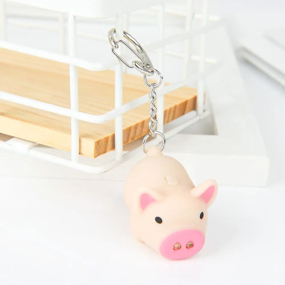 Portable Mini Torch Pig Shape Key Holder LED Key Chains Flashlight Key Ring