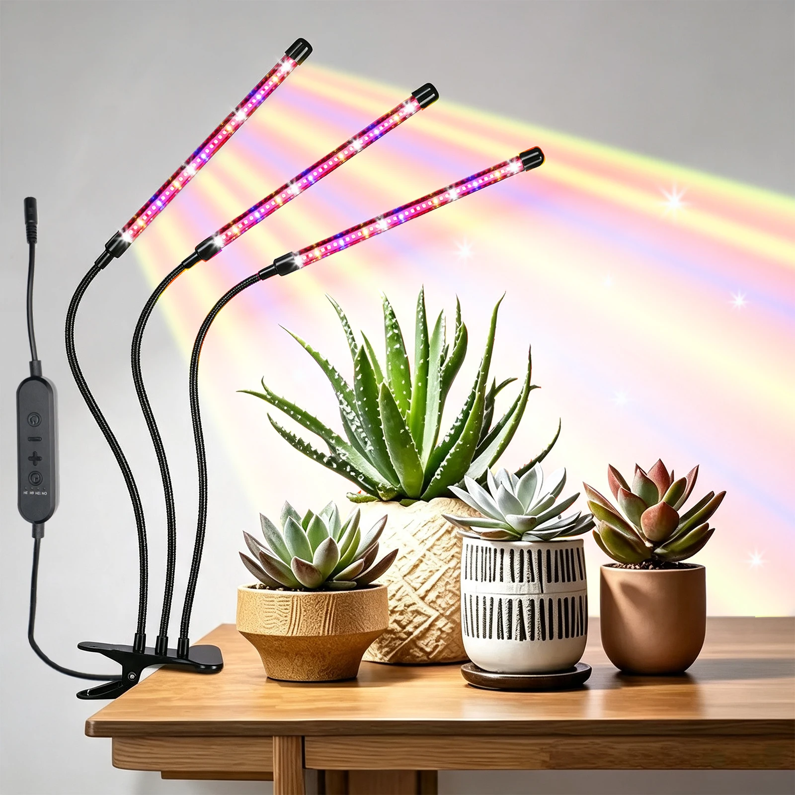 Full Spectrum LED Grow Light with Clip, 40 LED Plant Grow Lamp with 10 Brightness Levels, Auto Timer, 12V DC Indoor Growing Lig