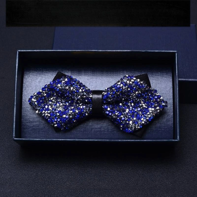 ربطة عنق كريستالية ثلاثية الأبعاد زرقاء مدببة/مسطحة الزوايا، ربطات عنق حمراء للرجال لحفلات الزفاف/الحفلات/العروض، ملحقات للبدلات البدلات الرسمية