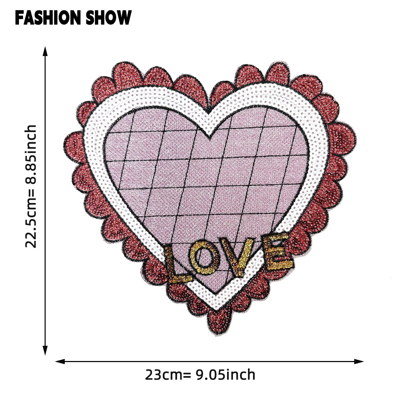 Sequin Heart Embroidery Patch, Can Be Ironed or Sewn by Hand, Dual-Use DIY Clothing Accessories, Decorative for Sweatshirts, T-Shirts, Sweaters, Hats