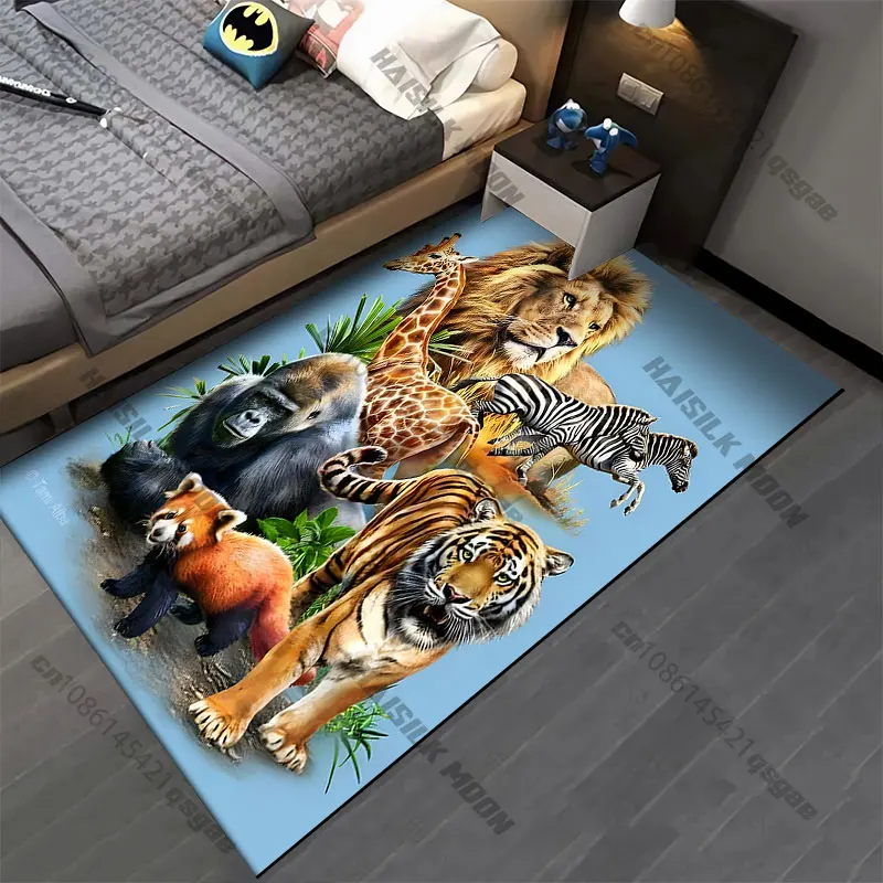 Wild animals in natural habitat carpet Yoga living room room decor children's crawling mat doormat area rug games mat