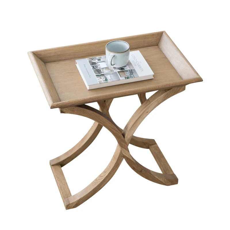 Solid wood edge few simple oak small square table sofa corner few