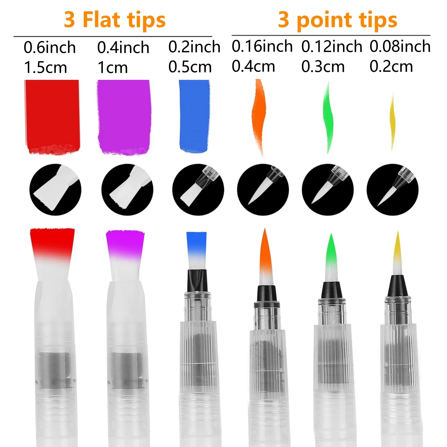 6pcs refillable watercolor pens, watercolor brushes for sketching, watercolor pens, anime comics