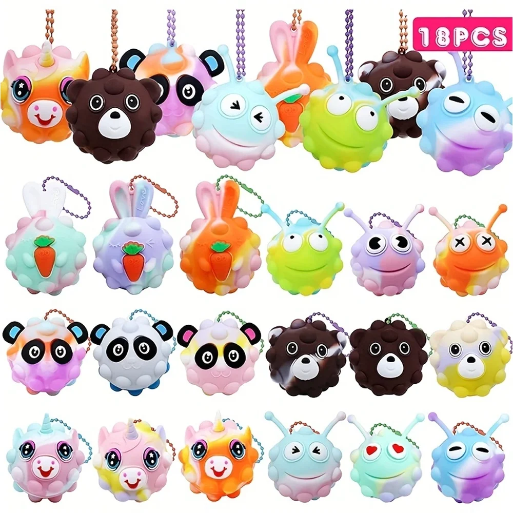 18 PACK Animal Pop Balls Party Favors for Kids,3D Pop Balls Its Fidget Toys,Birthday Gifts for Boys & Girls,Stuffers, Stuffers F