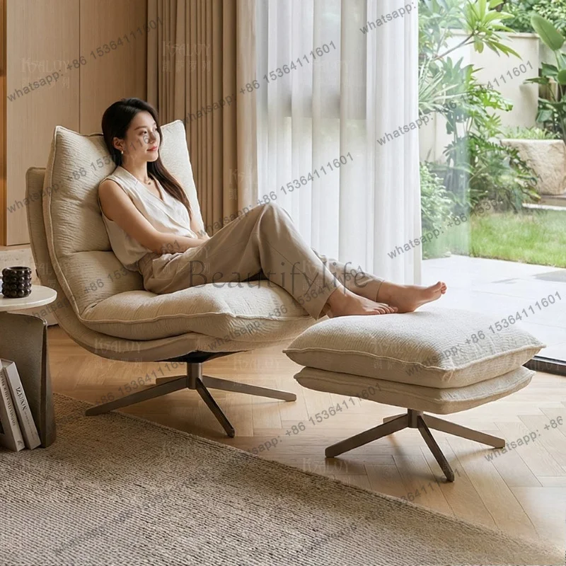 PG high backrest rotating single sofa chair Italian minimalist living room balcony lazy recliner with pedal leisure