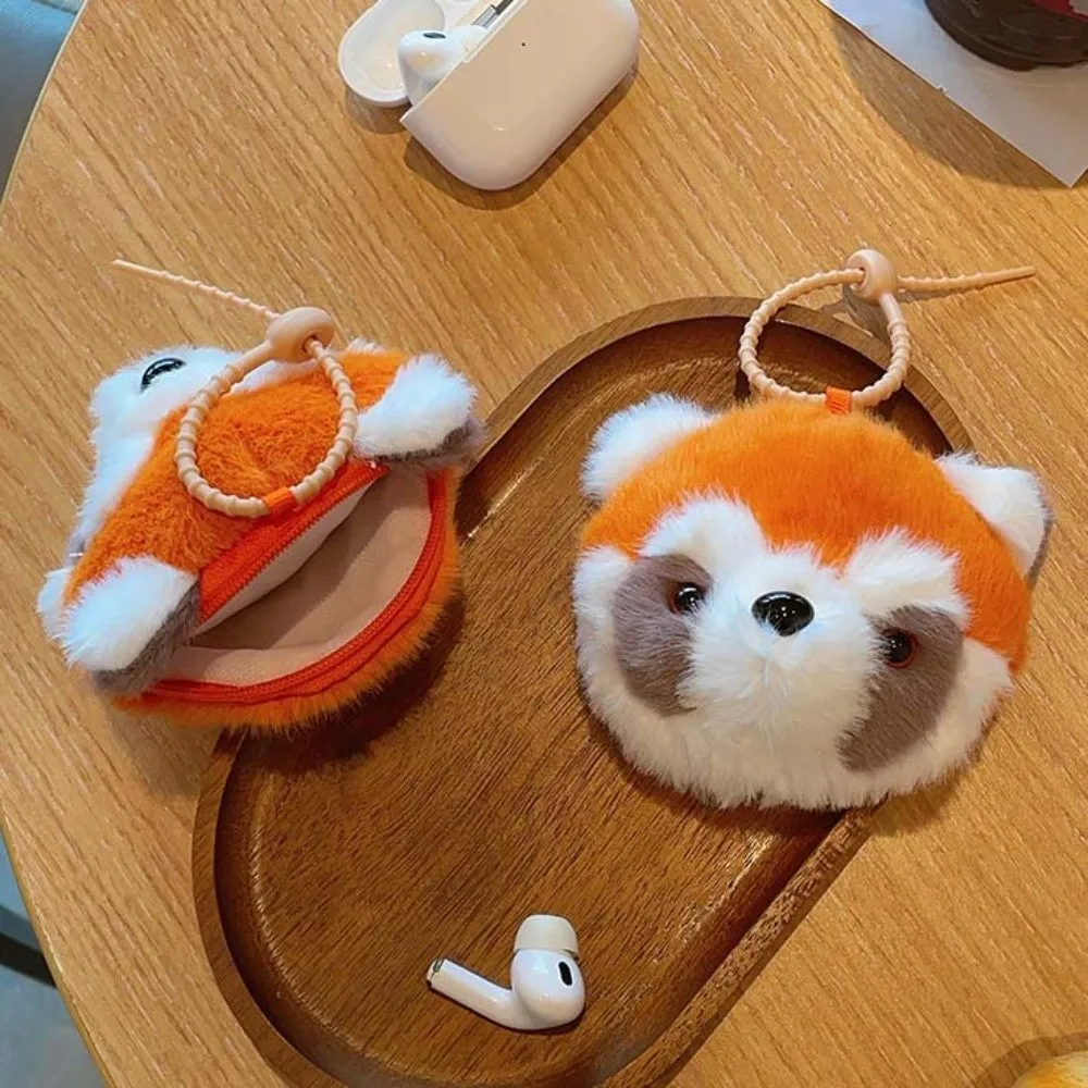Headphone Bag Cow Plush Earphone Bag Raccoon Bag Pendant Plush Coin Purse Cute Cartoon Plush Wallet Pendant Women Girls