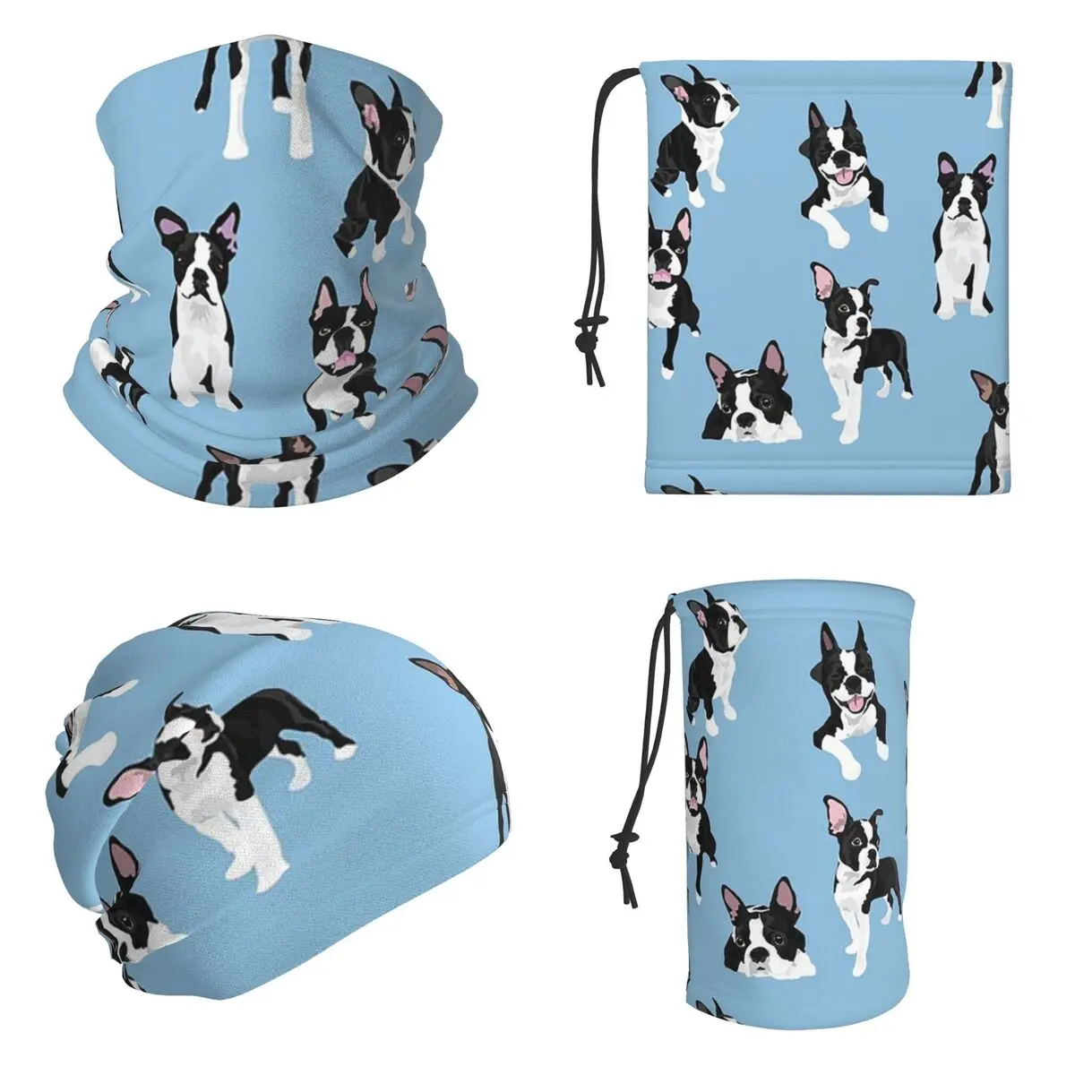 Boston Terrier Cute Dog Bandana Neck Cover Printed Wrap Scarf Outdoor Sports Headwear For Men Women Adult Windproof