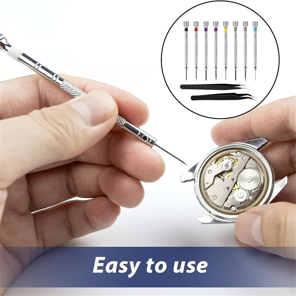 8Pcs Mini Precision Watch Screwdriver Set with Two Extra Tweezers for Watches Glasses Electronics Work Jewelry Repair