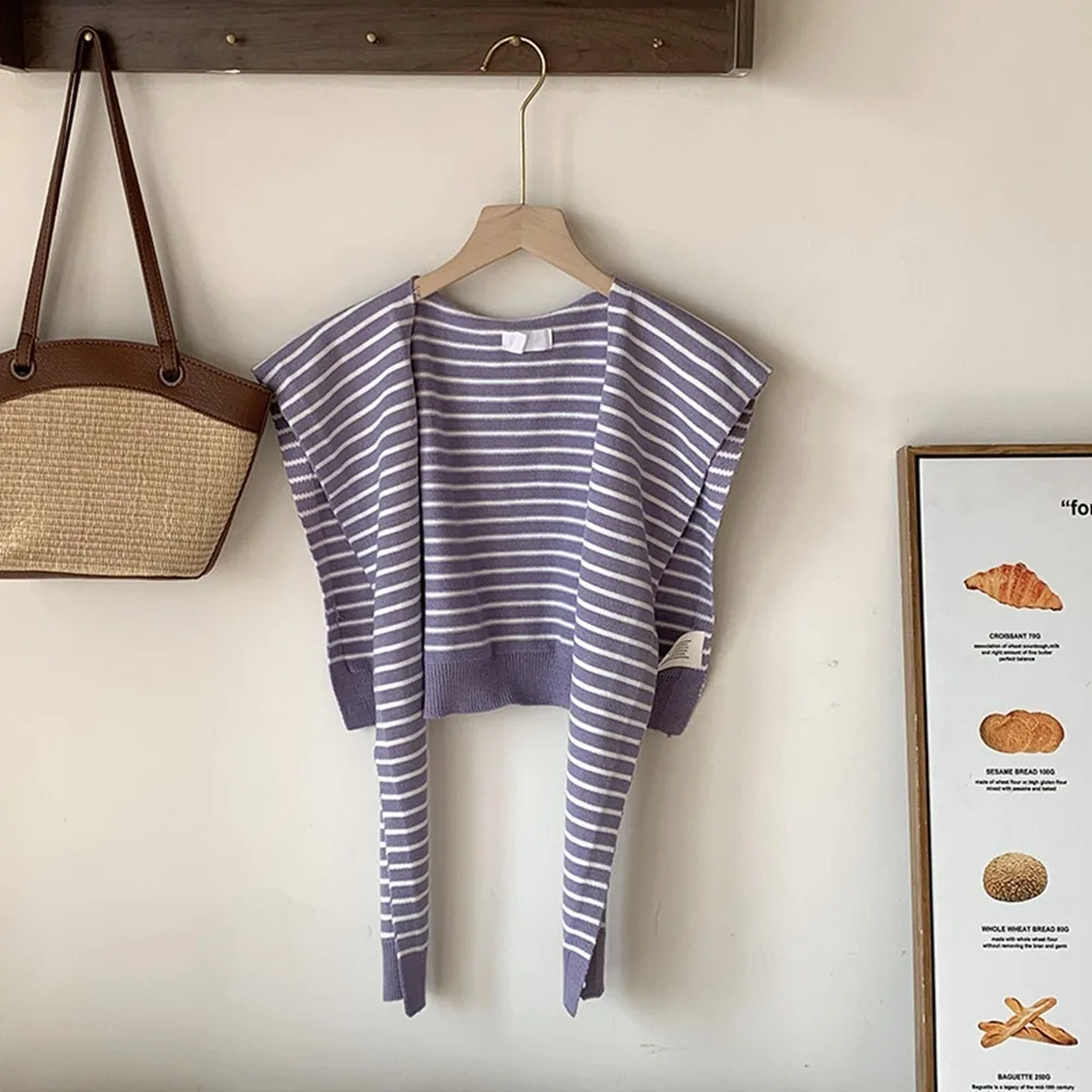 

Blouse Shoulders Fake Collar Stripe Knitted Shawl Solid Color Cape Knit Scarf Scarf Accessories Wraps Wool Scarves Women