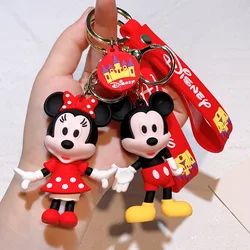 Disney Mickey Mouse Keychain for Women Anime Cute Minne Figure Doll Keyring Couple Bag Pendent Jewelry Children Toy Xmas Gifts